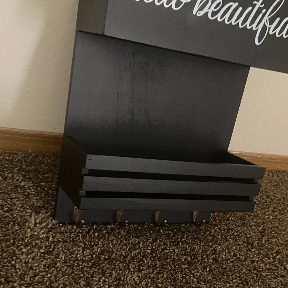Black Wall Hair Tool Organizer with Hooks